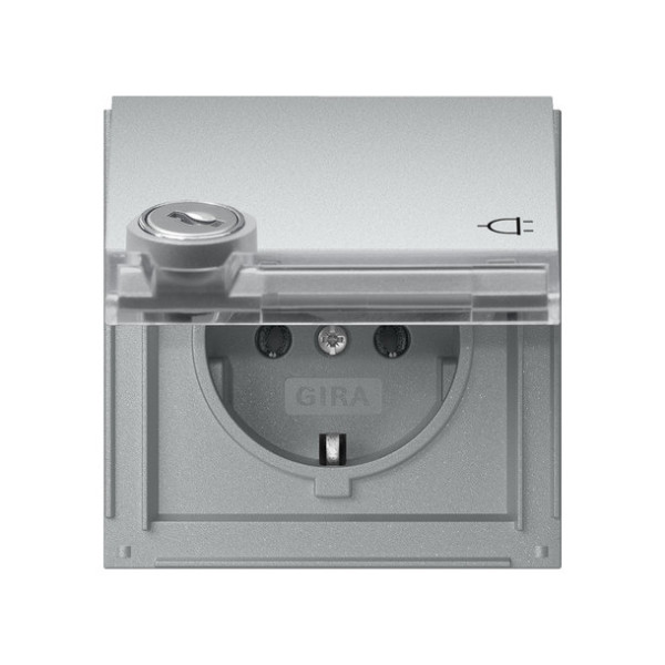 Gira 456965 SCHUKO-Steckdose KD Schloss gleich + Beschriftungsfeld Gira TX_44 F Alu