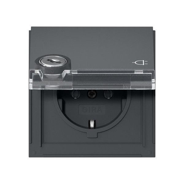 Gira 456967 SCHUKO-Steckdose KD Schloss gleich + Beschriftungsfeld Gira TX_44 Anthrazit