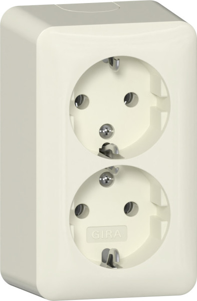 Gira 478013 2-fach-SCHUKO-Steckdose + Montageplatte AP Reinweiß