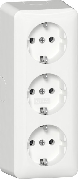 Gira 478913 3-fach-SCHUKO-Steckdose + Montageplatte AP Reinweiß