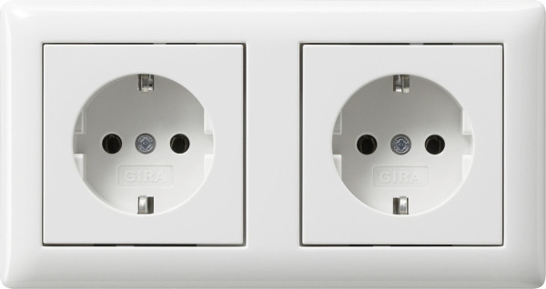 Gira 479303 SCHUKO-Steckdose 2-fach verdr. + Rahmen Standard 55 Reinweiß