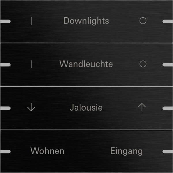 Gira 5034126 Wippenset 4-fach individuell Tastsensensor 4.95 Alum.Schwarz(elox.)