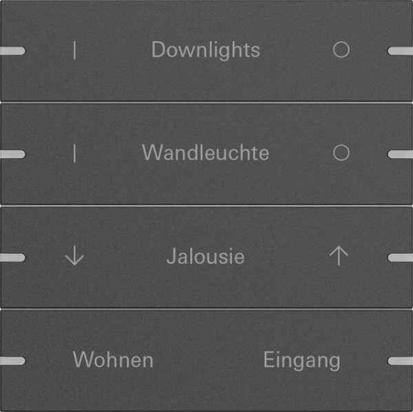 Gira 5034928 Wippenset 4-fach individuell Tastsensensor 4.95 Alum.Anthrazit(lack.)