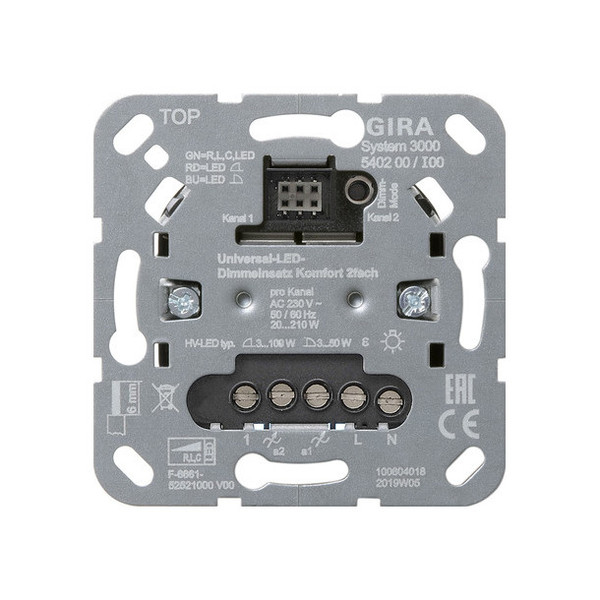 Gira 540200 S3000 Uni-LED-DimmEinsatz Komfort 2-fach Einsatz