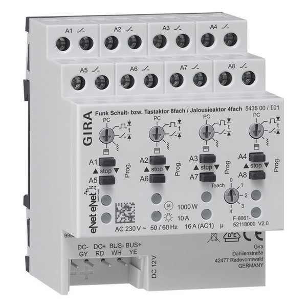 Gira 543500 Funk Schalt-/Tastakt. 8-fach/Jal.akt. 4-fach REG Gira eNet