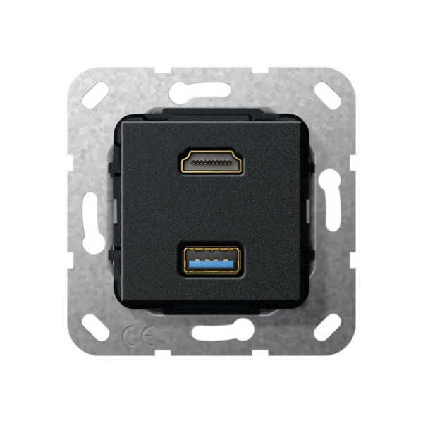 Gira 567810 HDMI USB 3.0 A Kpl. Einsatz Schwarz m