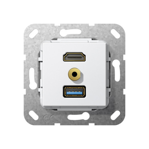Gira 568003 HDMI USB 3.0 A M-Klinke Kpl. K-poligeitsche Einsatz Reinweiß