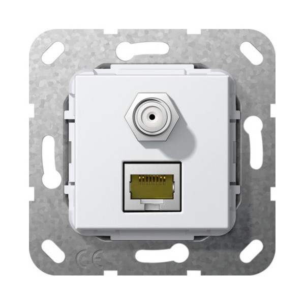 Gira 569703 Modular-Jack RJ45 Cat.6A 10 Gbit SAT-F-Buchse Kpl. Einsatz Reinweiß