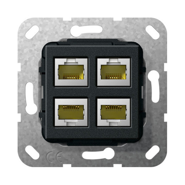 Gira 569910 Modular-Jack RJ45 Cat.6A 10 Gbit 4-fach Einsatz Schwarz m