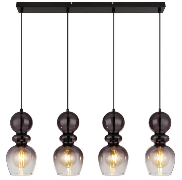 Globo Clarity E27 Hängeleuchte 4-fach 25W Schwarz Matt, Metall Ø15cm 15174-4H