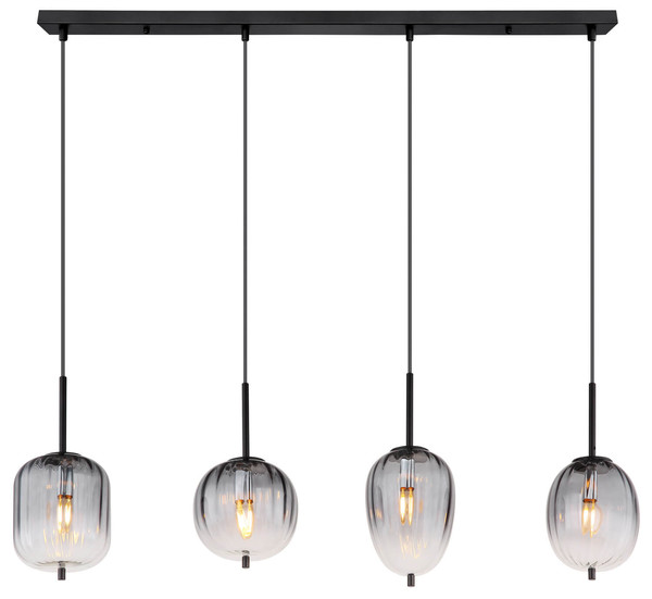 Globo Attila E14 Hängeleuchte 4-fach 40W Schwarz Matt, Metall 120cm 15215-4