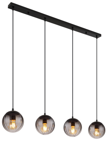 Globo Dallerta E27 Hängeleuchte 4-fach 60W Schwarz Matt, Metall Ø17cm 15216-4