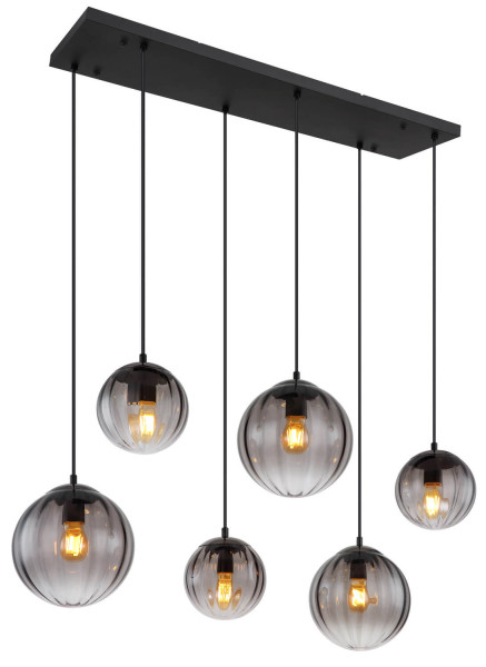 Globo Dallerta E27 Hängeleuchte 6-fach 60W Schwarz Matt, Metall 120cm 15216-6