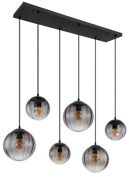 Globo Dallerta E27 Hängeleuchte 6-fach 60W Schwarz Matt, Metall 120cm 15216-6