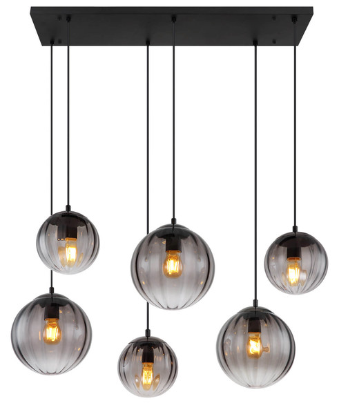 Globo Dallerta E27 Hängeleuchte 6-fach 60W Schwarz Matt, Metall 120cm 15216-6