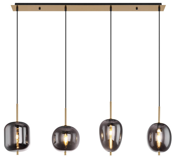 Globo Blacky I E14 Hängeleuchte 4-fach 40W Messingfarben, Metall 120cm 15345-4MM