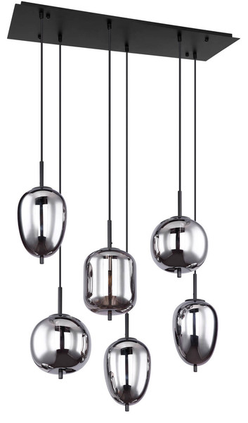 Globo Blacky E14 Hängeleuchte 6-fach 40W Schwarz, Metall 120cm 15345-6
