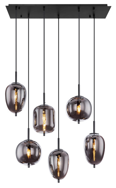 Globo Blacky E14 Hängeleuchte 6-fach 40W Schwarz, Metall 120cm 15345-6