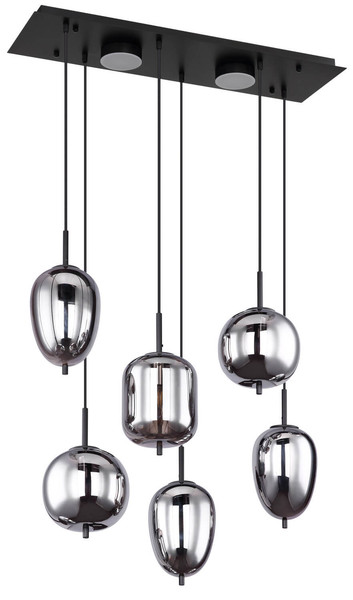 Globo Blacky E14 Hängeleuchte 6-fach 40W Schwarz Matt, Metall Memoryfunktion 120cm 15345-6L