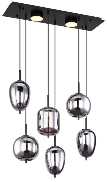 Globo Blacky E14 Hängeleuchte 6-fach 40W Schwarz Matt, Metall Memoryfunktion 120cm 15345-6L