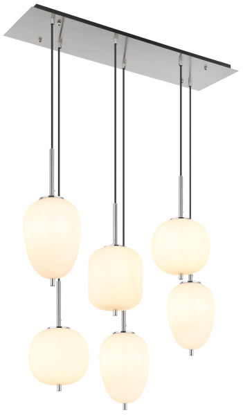 Globo Blacky I E14 Hängeleuchte 6-fach 40W Nickel Matt, Metall 120cm 15345-6NO