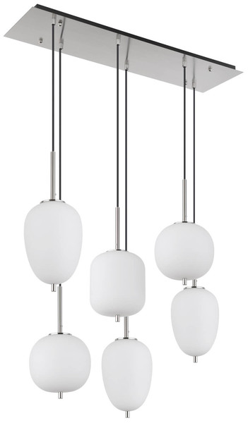 Globo Blacky I E14 Hängeleuchte 6-fach 40W Nickel Matt, Metall 120cm 15345-6NO