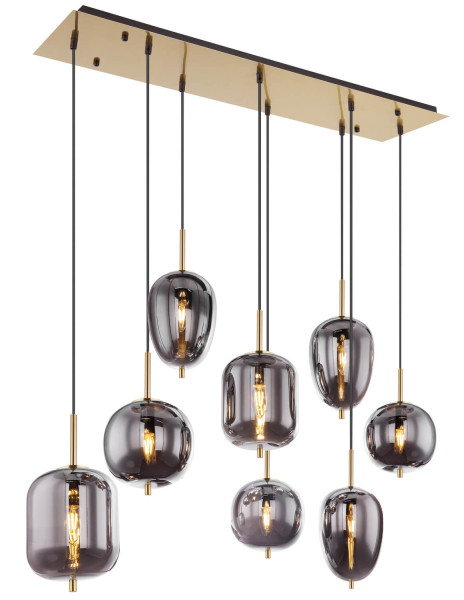 Globo Blacky I E14 Hängeleuchte 8-fach 40W Messingfarben, Metall 120cm 15345-8MM
