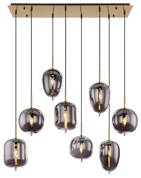 Globo Blacky I E14 Hängeleuchte 8-fach 40W Messingfarben, Metall 120cm 15345-8MM