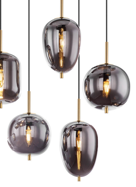 Globo Blacky I E14 Hängeleuchte 8-fach 40W Messingfarben, Metall 120cm 15345-8MM