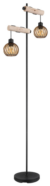 Globo Paulo E27 Stehleuchte 2-fach 15W Schwarz Matt, Metall Ø13cm 15534S