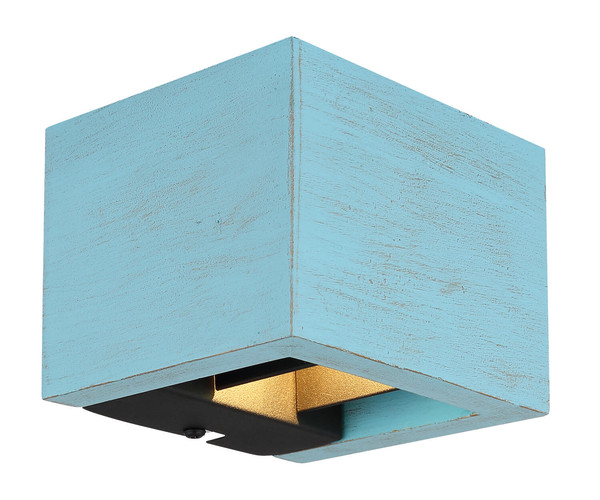 Globo Alina LED Wandleuchte 8W Warmweiß Blau Antik, Mdf 9,8cm 15553W1B