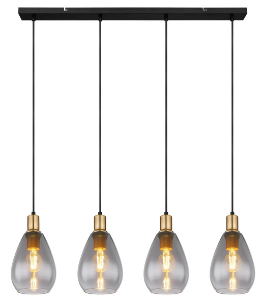 Globo Fanni E27 Hängeleuchte 4-fach 40W Schwarz Matt, Metall Ø15cm 15563-4H