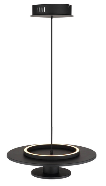 Globo Carter LED Hängeleuchte 24W Warmweiß Schwarz Matt, Metall Memoryfunktion Ø38cm 15647S