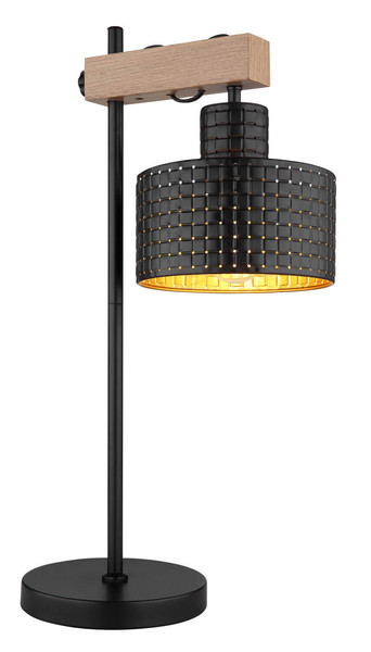 Globo Rielly E27 Tischleuchte 40W Schwarz Matt, Metall Ø18cm 15651T