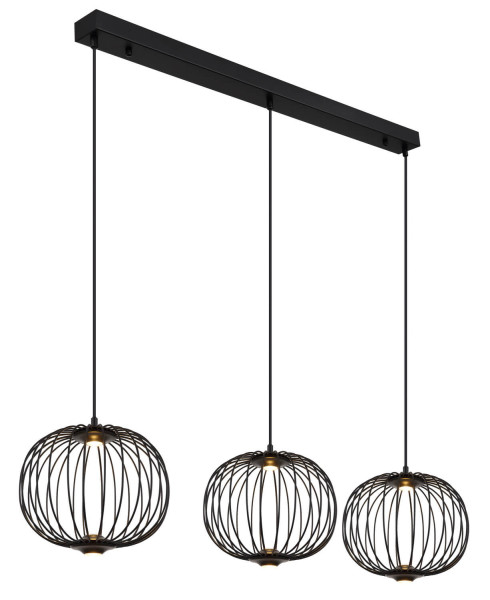 Globo Galway LED Hängeleuchte 43W Warmweiß Schwarz Matt, Metall Memoryfunktion Ø30cm 15652-3H