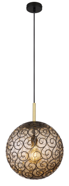 Globo Fitz E27 Hängeleuchte 9W Schwarz Matt, Metall Ø35cm 15659H1