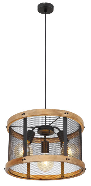Globo Jeanie E27 Hängeleuchte 3-fach 40W Schwarz Matt, Metall Ø40cm 15661H1