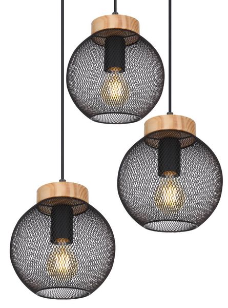 Globo Pablo E27 Hängeleuchte 3-fach Schwarz Matt, Metall 120cm 15663-3H