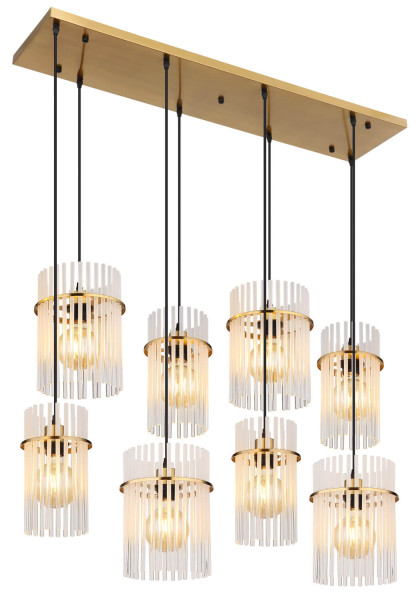 Globo Gorley E27 Hängeleuchte 8-fach 60W Goldfarben Matt, Metall 125cm 15698-8HM