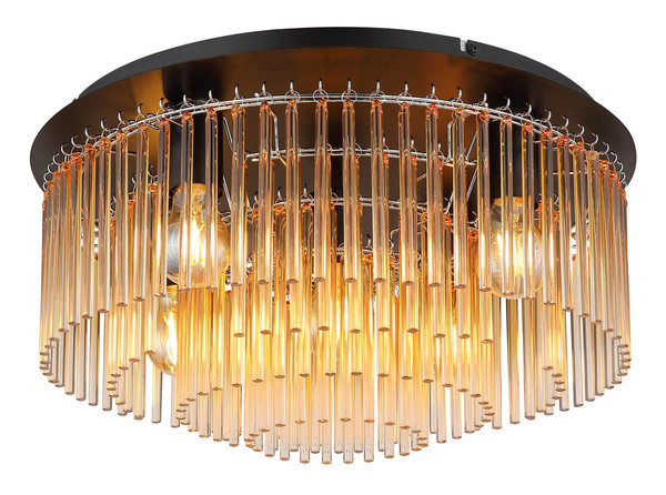 Globo Gorley E27 Deckenleuchte 5-fach 60W Schwarz Matt, Metall Ø50cm 15698D1A