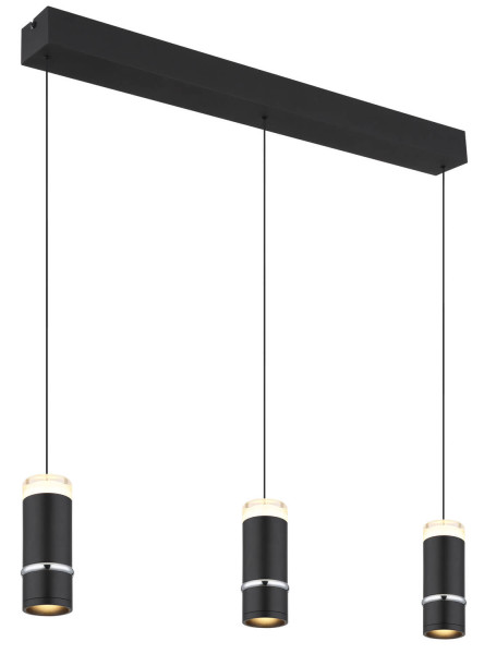 Globo Alvarado LED Hängeleuchte 18W Warmweiß Schwarz Matt, Metall Ø6,5cm 15699-3