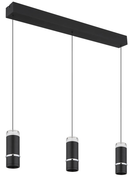 Globo Alvarado LED Hängeleuchte 18W Warmweiß Schwarz Matt, Metall Ø6,5cm 15699-3