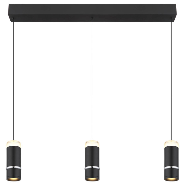Globo Alvarado LED Hängeleuchte 18W Warmweiß Schwarz Matt, Metall Ø6,5cm 15699-3