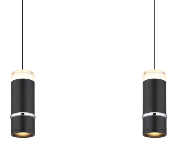 Globo Alvarado LED Hängeleuchte 18W Warmweiß Schwarz Matt, Metall Ø6,5cm 15699-3