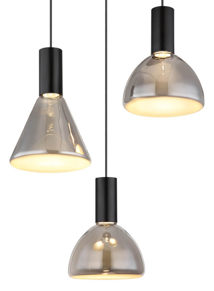 Globo Labora LED Hängeleuchte 21W Warmweiß Schwarz Matt, Metall 150cm 15741-3