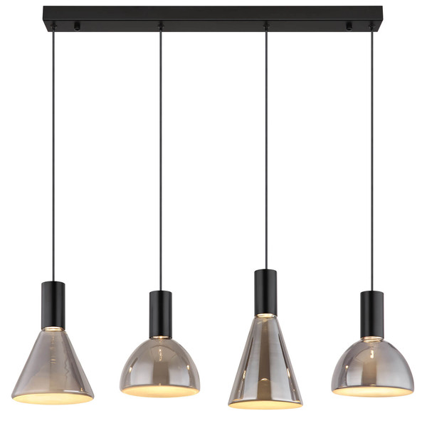 Globo Labora LED Hängeleuchte 29W Warmweiß Schwarz Matt, Metall 150cm 15741-4