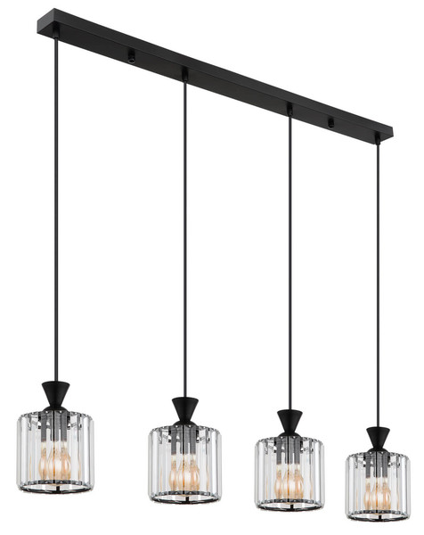 Globo Jordana E27 Hängeleuchte 4-fach 60W Schwarz Matt, Metall Ø13cm 15742-4