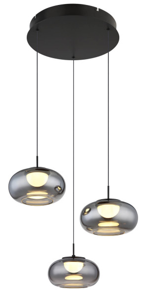 Globo Quintara LED Hängeleuchte 18W Warmweiß Schwarz Matt, Metall Ø20cm 15744-3H