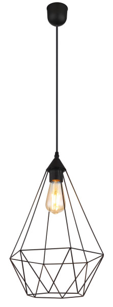 Globo Zachary E27 Hängeleuchte 60W Schwarz Matt, Metall Ø30cm 15745H1