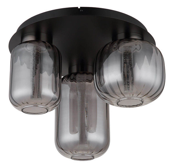 Globo Fluoro LED Deckenleuchte 23W Warmweiß Schwarz Matt, Metall 34cm 15746-3D